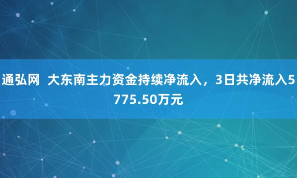 通弘网  大东南主力资金持续净流入，3日共净流入5775.50万元